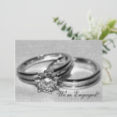 Diamond Wedding Ring Set Engagement Party Einladung (Stehend Vorderseite)