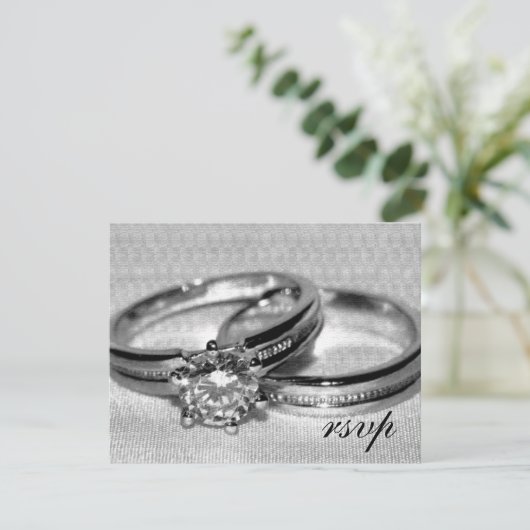 Diamond Wedding Ring Set RSVP Card (Stehend Vorderseite)