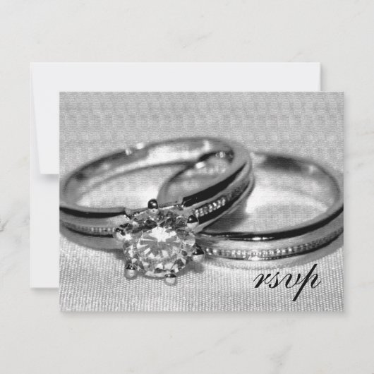 Diamond Wedding Ring Set RSVP Card Karte (Vorderseite)