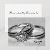 Diamond Wedding Ring Set RSVP Card Karte (Vorne/Hinten)