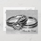 Diamond Wedding Ring Set Save the Date Ankündigungspostkarte (Vorne/Hinten)