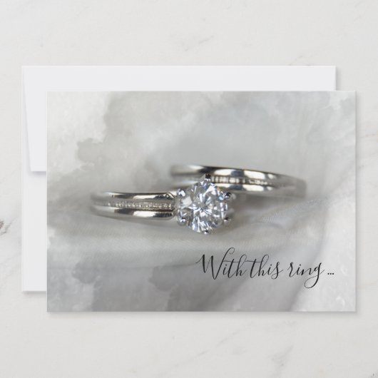 Diamond Wedding Rings on Gray Eriage Einladung (Vorderseite)