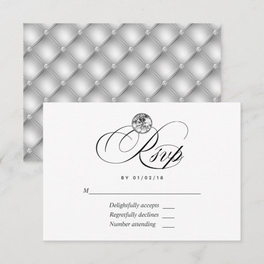 Diamond Wedding RSVP Card Karte (Vorne/Hinten)