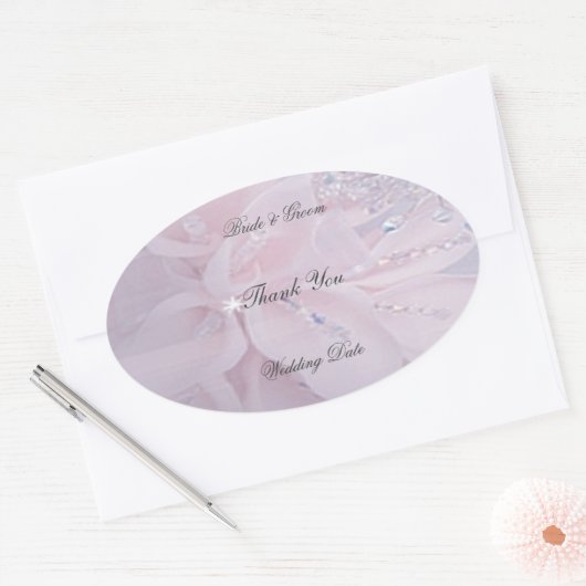 Diamond Wedding Vielen Dank Ovaler Aufkleber (Umschlag)
