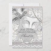 Diamond White Pearl Masquerade Einladung (Vorderseite)