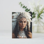 *~ DIAMOND Women AP53 Boho APRIL BIRTHDAY Postkarte (Stehend Vorderseite)