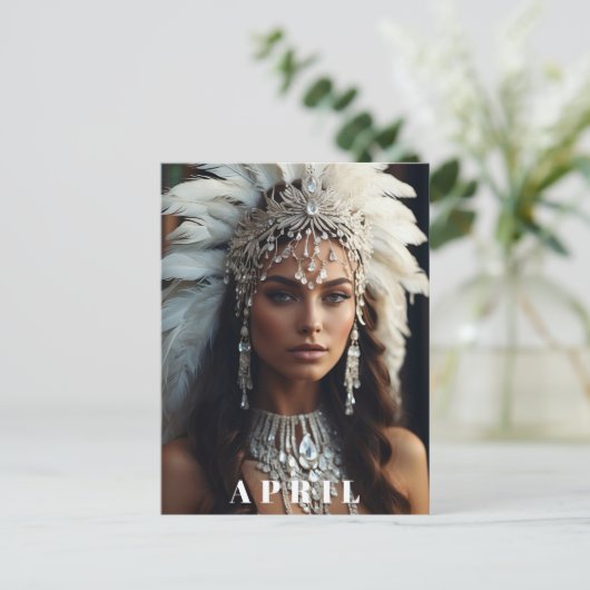 *~ DIAMOND Women AP53 Boho APRIL BIRTHDAY Postkarte (Stehend Vorderseite)