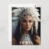 *~ DIAMOND Women AP53 Boho APRIL BIRTHDAY Postkarte (Vorne/Hinten)