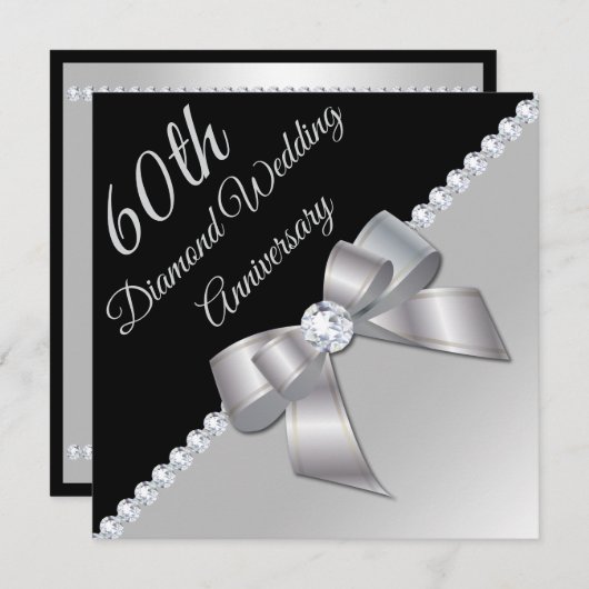 Diamonds 6oth Wedding Jubiläum Einladung (Vorne/Hinten)