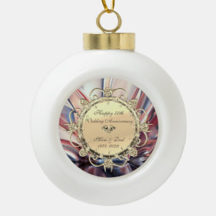 Diamonds Abstract 50. Hochzeitstag Keramik Kugel-Ornament