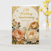 Diamonds and Gold 75th Wedding Anniversary Karte (Gelbe Blume)