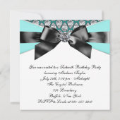 Diamonds Aquamarin Blue Black Sweet 16 Geburtstags Einladung (Rückseite)