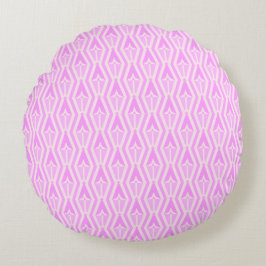 Diamonds & Arrows Pink and White Round Pillow Rundes Kissen
