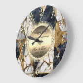 Diamonds Black Abstrakt Marble 50. Hochzeit Große Wanduhr (Winkel)