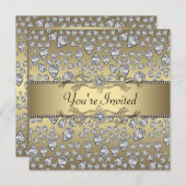 Diamonds Black and Gold Jeden Anlaß Party Einladung (Vorne/Hinten)