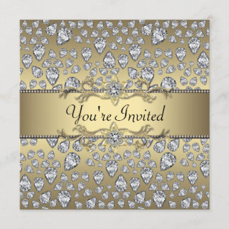 Diamonds Black and Gold Jeden Anlaß Party Einladung