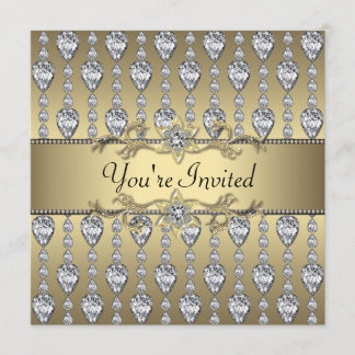 Diamonds Black & Gold Jeden Anlaß Party Einladung