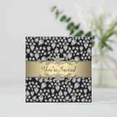 Diamonds Black Gold Jeden Anlaß Party Einladung (Stehend Vorderseite)