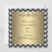 Diamonds Black & Gold Jeden Anlaß Party Einladung (Rückseite)