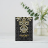 Diamonds Black & Gold Patterns Floral Damasks Visitenkarte (Stehend Vorderseite)