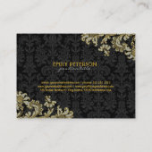 Diamonds Black & Gold Patterns florale Damaskus 2 Visitenkarte (Rückseite)
