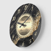 Diamonds Black Marble 50 Wedding Jubiläum Große Wanduhr (Winkel)