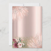 Diamonds Blume Rose Gold Quinceañera Einladung (Rückseite)