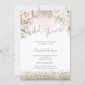 Diamonds Blush Flowers Bridal Shower  Einladung (Vorderseite)