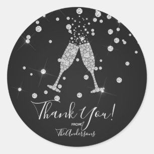 Diamonds Champagne Toast Celebration Elegante Gefa Runder Aufkleber