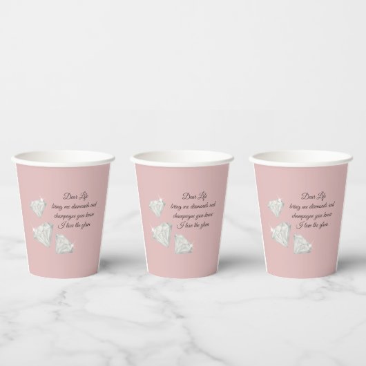 Diamonds & Champagne Zitat – Dear Life Edition Pappbecher (Multi)