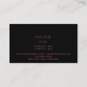 Diamonds Crystal Black Pink Rose Cake Designer Visitenkarte (Rückseite)