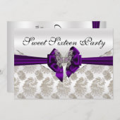 Diamonds Damask und Butterfly 16 . Geburtstag Einladung (Vorne/Hinten)
