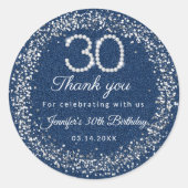 Diamonds & Denim 30. Geburtstag Danke, Sticker (Vorderseite)