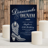 Diamonds Denim Western Birthday Einladung