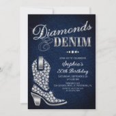 Diamonds Denim Western Geburtstag Einladung (Vorderseite)