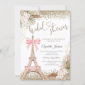  Diamonds Eiffel Tower Bow Flowers Bridal Shower  Einladung (Vorderseite)