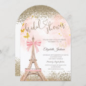  Diamonds Eiffel Tower Butterfly Bridal Shower  Einladung (Vorne/Hinten)