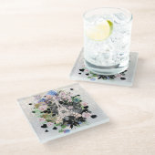 Diamonds Eiffel Tower Floral Glasuntersetzer (Schrägansicht)