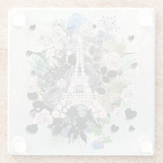 Diamonds Eiffel Tower Floral Glasuntersetzer (Rückseite)