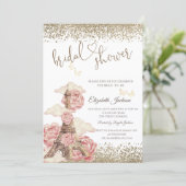  Diamonds Eiffel Tower Peonies Butterfly  Einladung (Stehend Vorderseite)