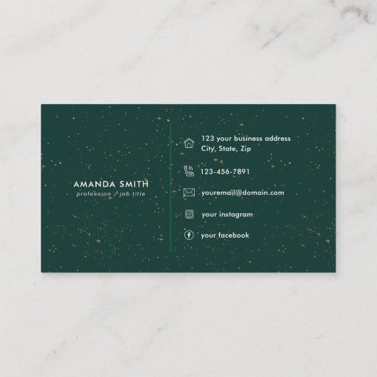 Diamonds Emerald Agate Initial A Letter Monogram Visitenkarte (Rückseite)