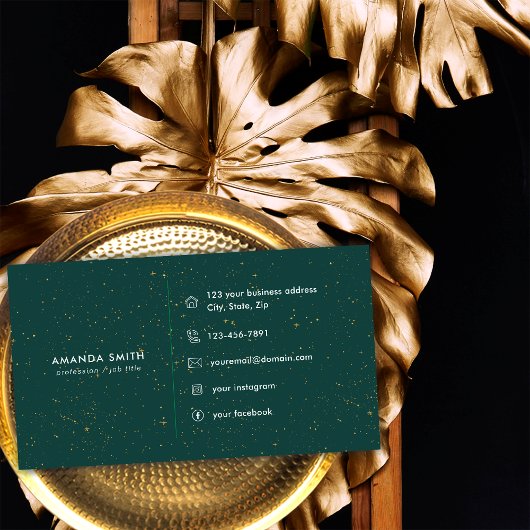 Diamonds Emerald Agate Initial A Letter Monogram Visitenkarte