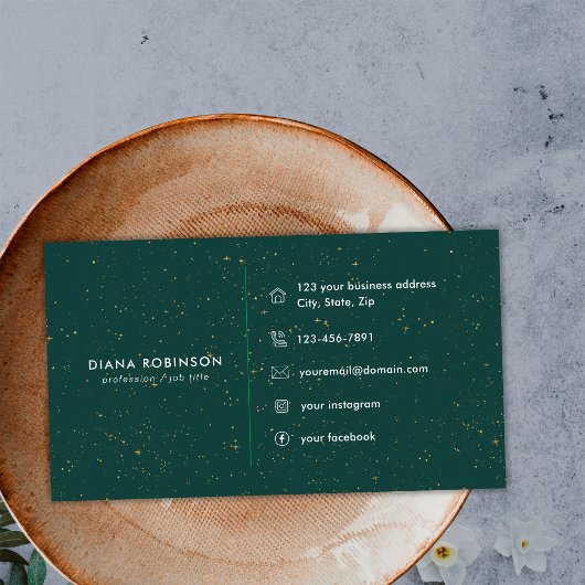 Diamonds Emerald Agate Initial D Letter Monogram Visitenkarte