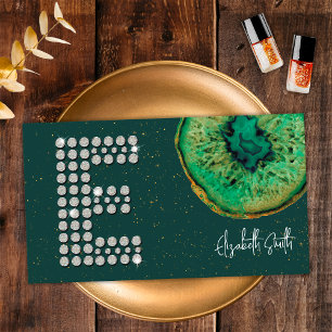 Diamonds Emerald Agate Initial E Letter Monogram Visitenkarte