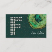 Diamonds Emerald Agate Initial F Letter Monogram Visitenkarte (Vorderseite)