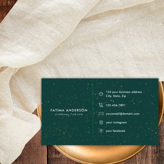 Diamonds Emerald Agate Initial F Letter Monogram Visitenkarte