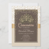 Diamonds Floral Damask Quinceañera Einladung (Vorderseite)