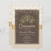 Diamonds Floral Damask Quinceañera Einladung (Vorne/Hinten)