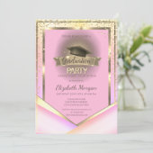 Diamonds Frame Grad Cap Ombre Graduation Party Einladung (Stehend Vorderseite)