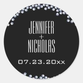Diamonds Glitzer Moderne Hochzeit Runder Aufkleber